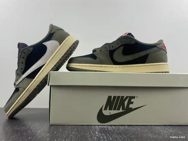 Rep Husky 'BLACK SP AIR SCOTT LOW 1 TRAVIS OLIVE' JORDAN X OG DM7866-002 0618